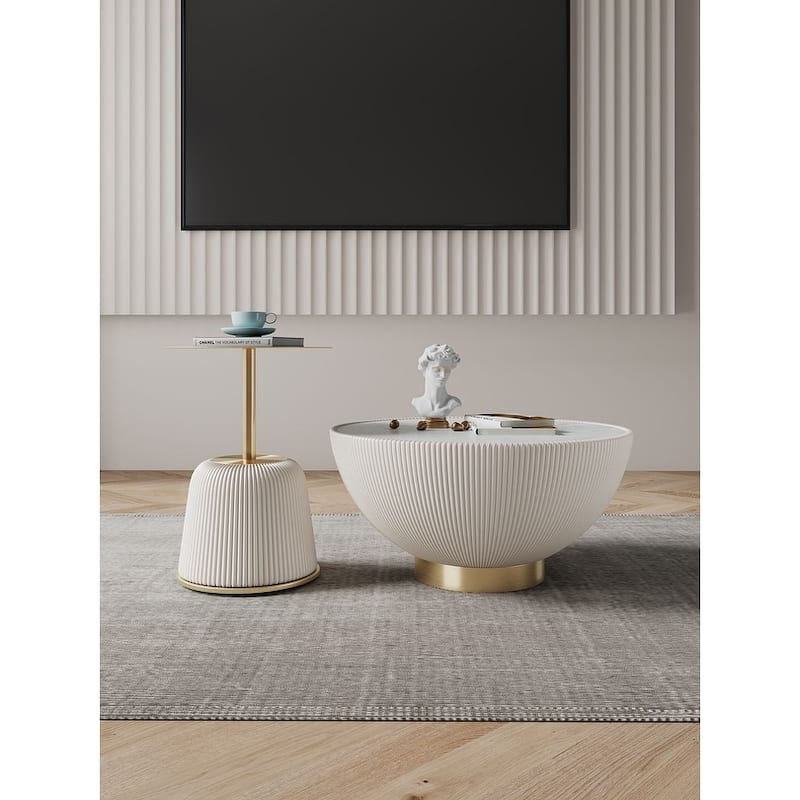 Manhattan Comfort Modern Anderson 1.0 Upholstered Table Sets - Cream