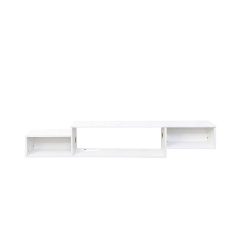 Roomfitters 65" Floating TV Stand, Wall Mounted Entertainment Center with LED Lights and Charging Station