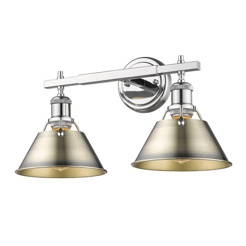 Orwell 2-Light Vanity Light in Chrome with Aged Brass - Silver