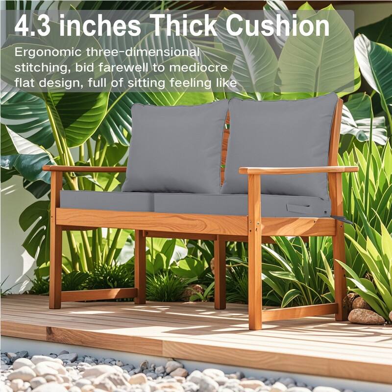 24x24 in Outdoor Deep Seat Cushion Set, Waterproof Fade Resistant, 4in Thickened Foam, Removable Cover, Adjustable Straps