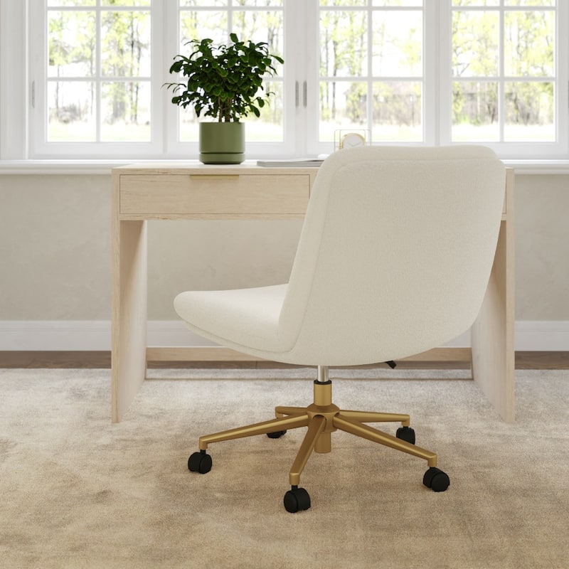 Martha Stewart Upholstered Swivel Home Office Chair with Wide Seat