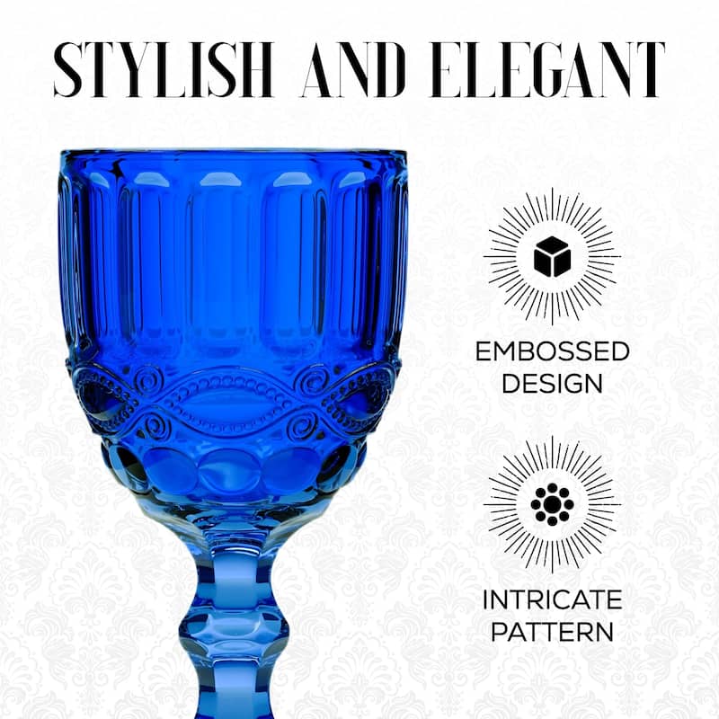 Elle Decor Set of 6 Colored Vintage Wine Glasses - 8.4 oz.