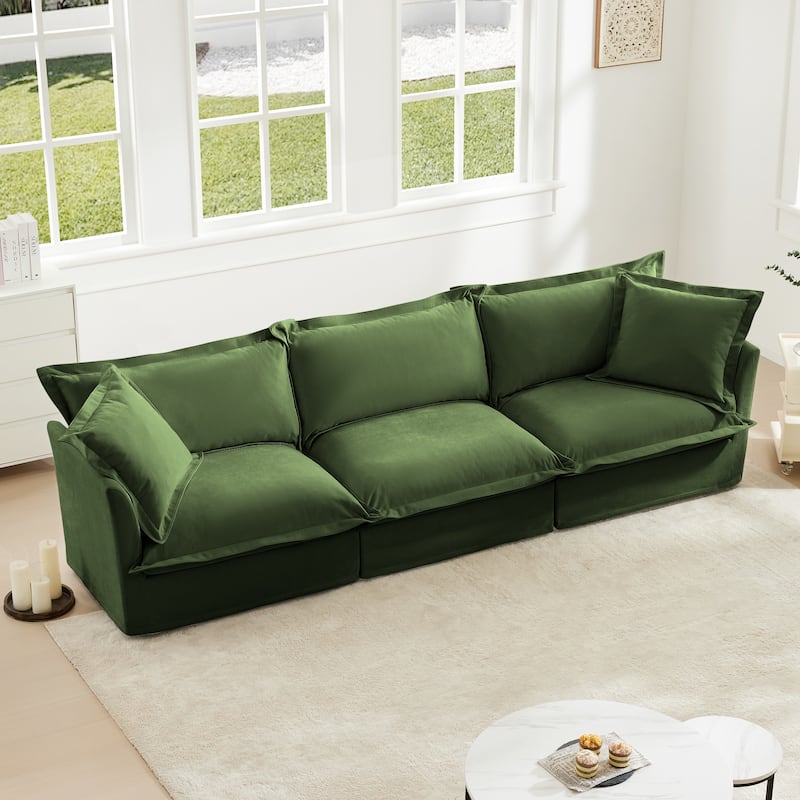 Modern Sectional Sofa Chenille Upholstered Modular Couch with Pillows
