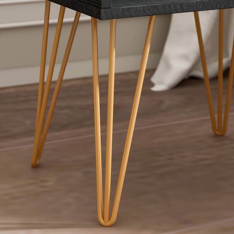 Timechee 23.6'' Tall 1 - Drawer Wood Nightstand Metal Legs(1 Piece)