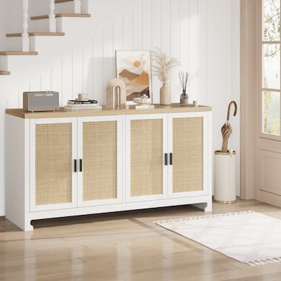 Buffet Cabinet Rattan Sideboard Buffet Cabinet with Storage and Shelf