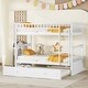 preview thumbnail 31 of 76, Bunkbeds Convertible 2 Beds, Wooden Bunk Bed with Ladder White with Trundle - Twin