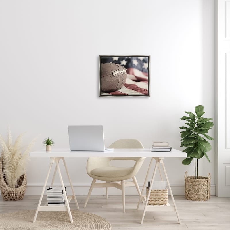 Stupell Football & American Flag Framed Floater Canvas Wall Art Design by Lori Deiter