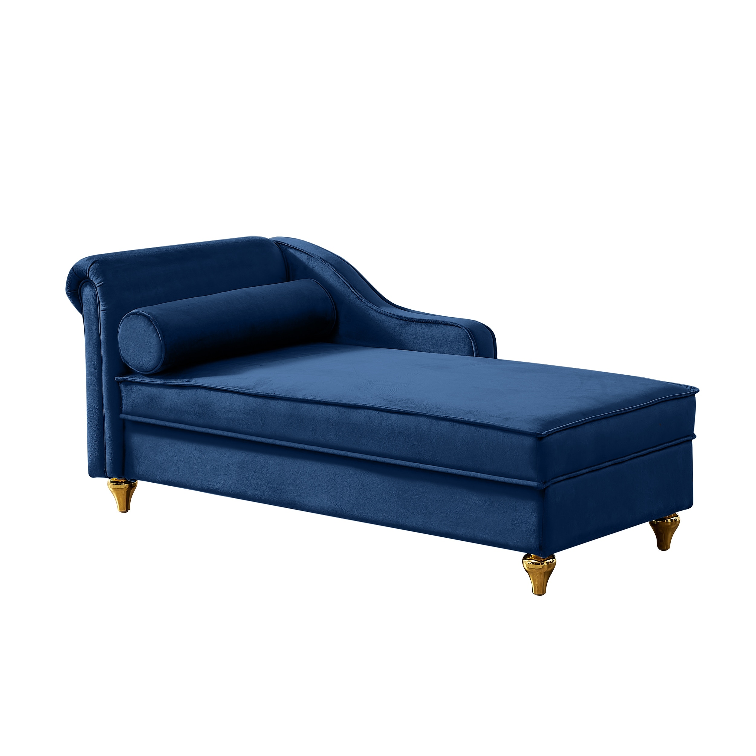 Blue velvet chaise lounge deals chair