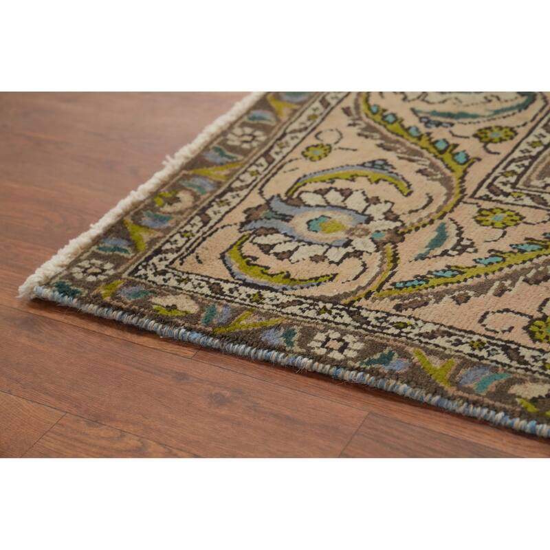 Hand Knotted Oriental 100% Wool Carpet Traditional Floral Pink Tabriz Area Rug - 11' 1'' X 7' 8''