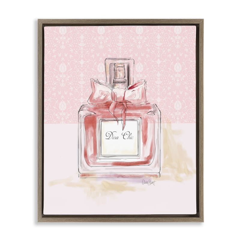 Stupell Diva Chic Pink Perfume Framed Floater Canvas Wall Art Design By Carol Robinson - 17 x 21 - Brown