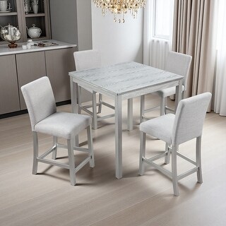 5-Piece 4-Seater Counter Height Dining Set with Square Table & 4 ...