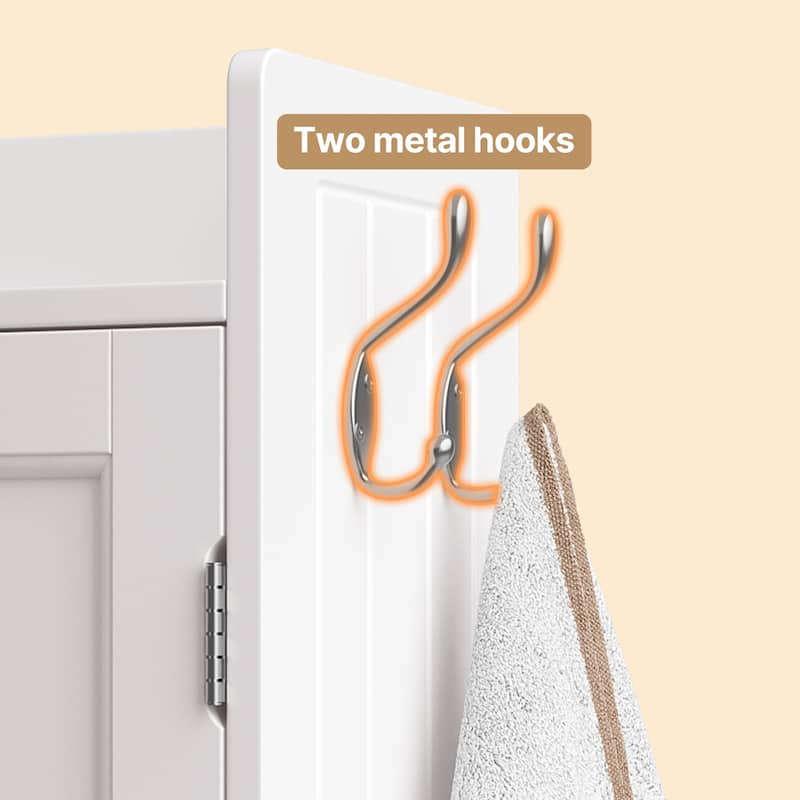 66''H Over The Toilet Storage Cabinet, Bathroom Storage Organizerwith 2 Doors, Paper Holder and Racks, Adjustable Shelf