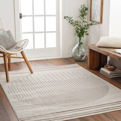 Artistic Weavers Joel Mod Black/Ivory Ombre Geometric Striped Area Rug