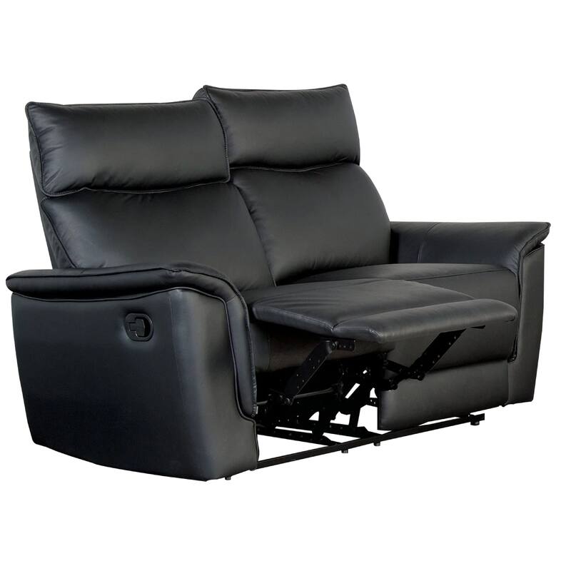 Lenne Loveseat, Black Faux Leather, Manual Recliner, 63 Inch