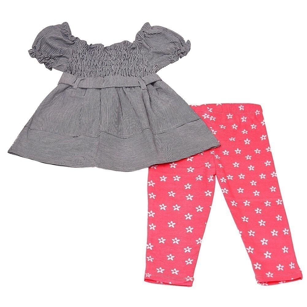 Shop Real Love Baby Girls Coral Gathered Sleeve Dress Floral 2 Pc