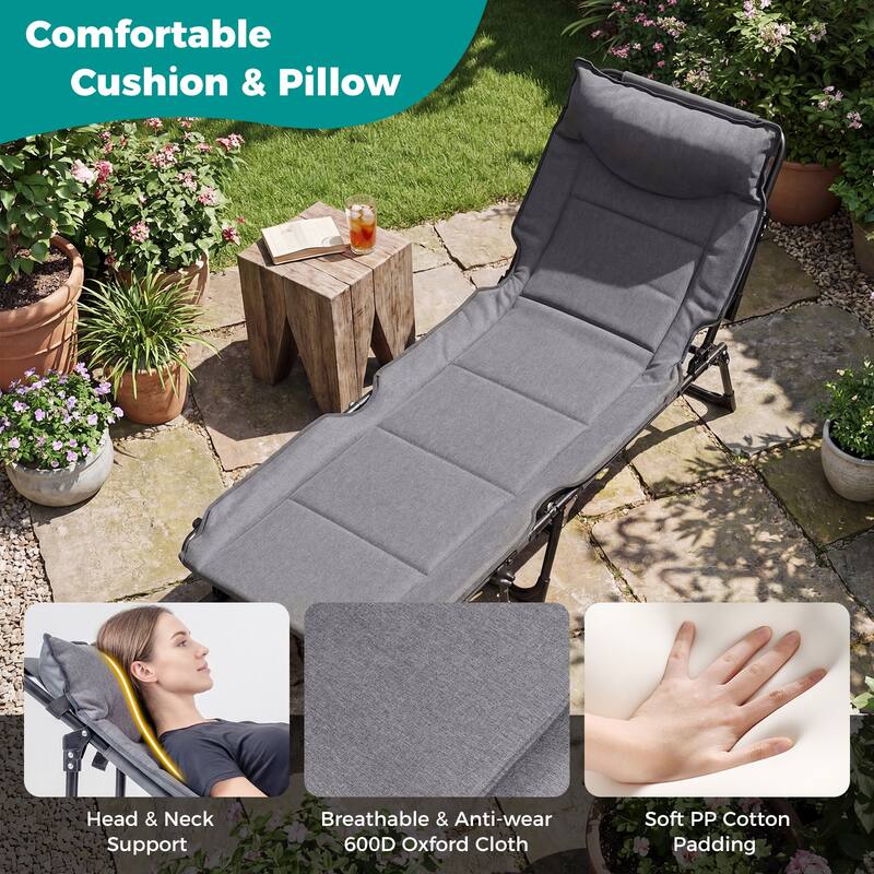 Gymax 3-in-1 Folding Camping Cot w/Mattress & 6 Backrest Positions