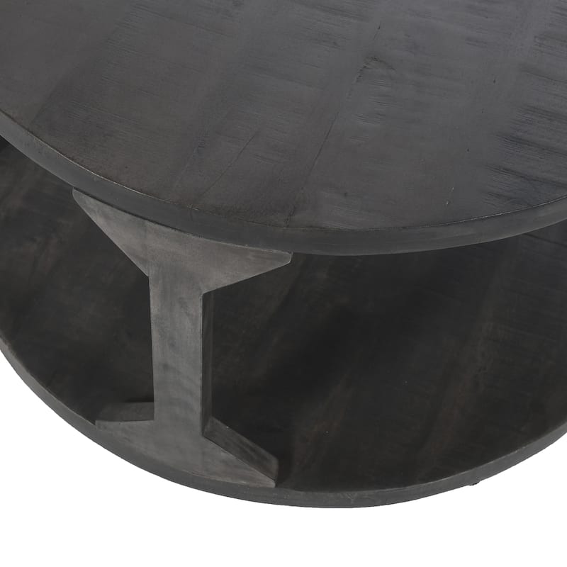 Rustic Modern Solid Wood Accent Table in Distressed Grey