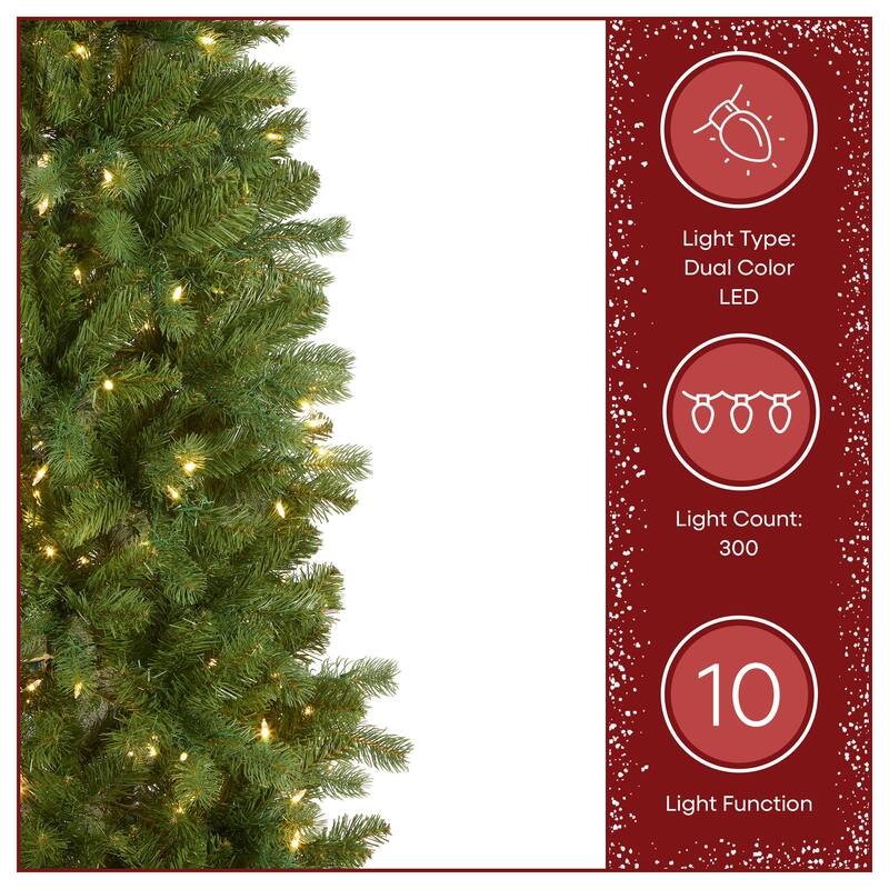 National Tree Company 6.5 ft. Downswept Douglas Slim Tree with Dual Color LED Lights - 6.5 Foot