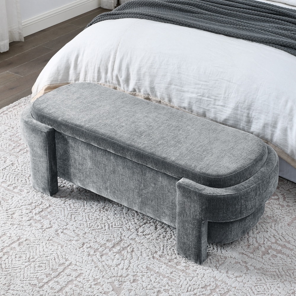 Fabric Upholstered Bench with Large Storage Space for the Living Room, Entryway and Bedroom