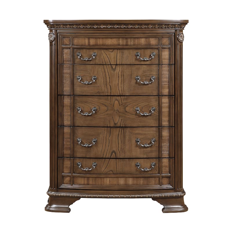 Bedroom Furniture Dark Brown Finish Bed Chest Nightstand 3pc Set