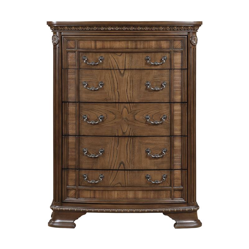 Elegant Design Formal Bedroom Set 4pc Bed Dresser Mirror Chest Furniture