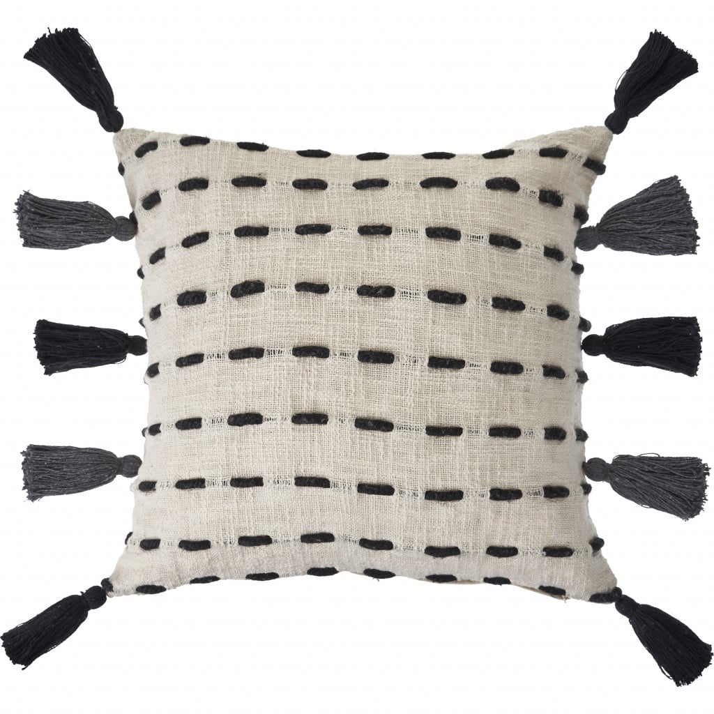 HomeRoots 20" X 20" Black And Cream 100% Cotton Geometric Zippered Pillow