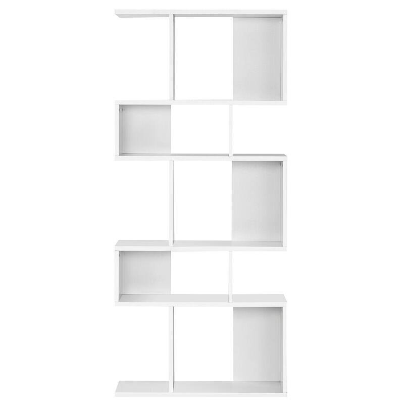 Stylish 5-Tier Geometric Wood Bookshelf - 31" x 11" x 70" (L x W x H)