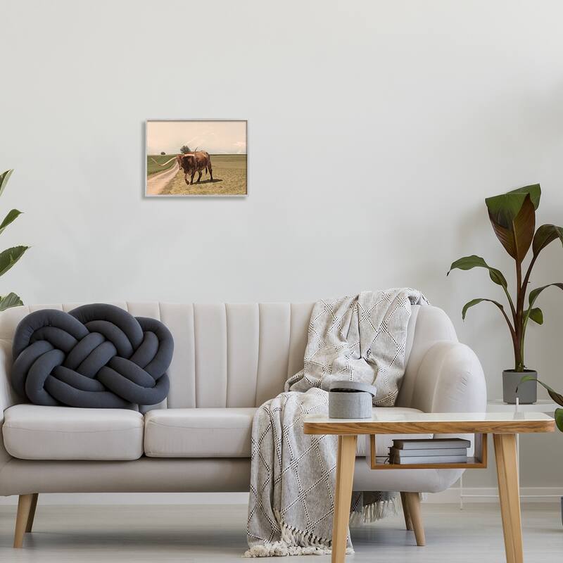 Stupell Longhorn Cattle Grazing Scenic Countryside Landscape Framed Wall Art, Design by Marcus Prime