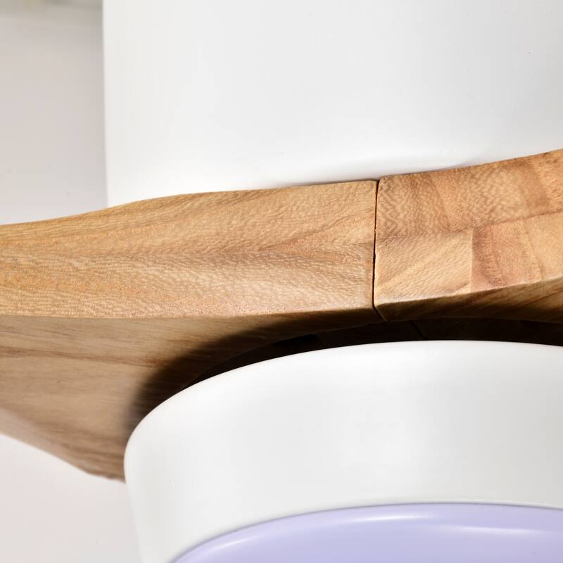 52" Flush Mount Solid Wood Blades Ceiling Fan with Lights Remote Control, Quiet DC Motor, 6 Speed, Reversible Ceiling Fan