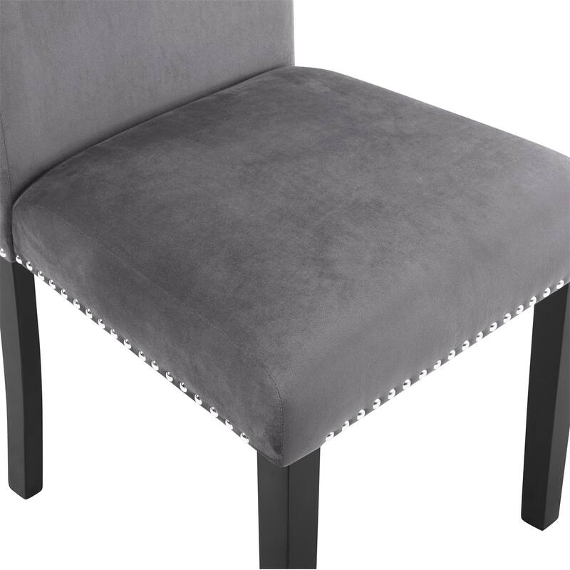 Contemporary Velvet Dining Chair with Nailhead Trim,Set of 2