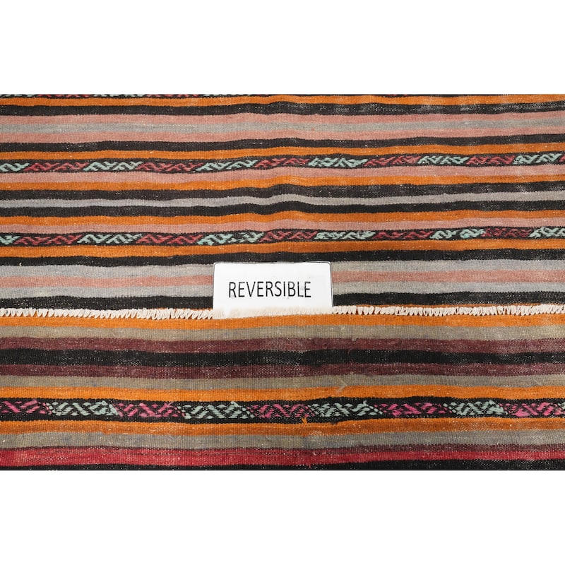 Hand Woven Oriental 100% Wool Carpet Southwestern Tribal Multi-Colored Kilim Area Rug - 9' 9'' X 6' 4''