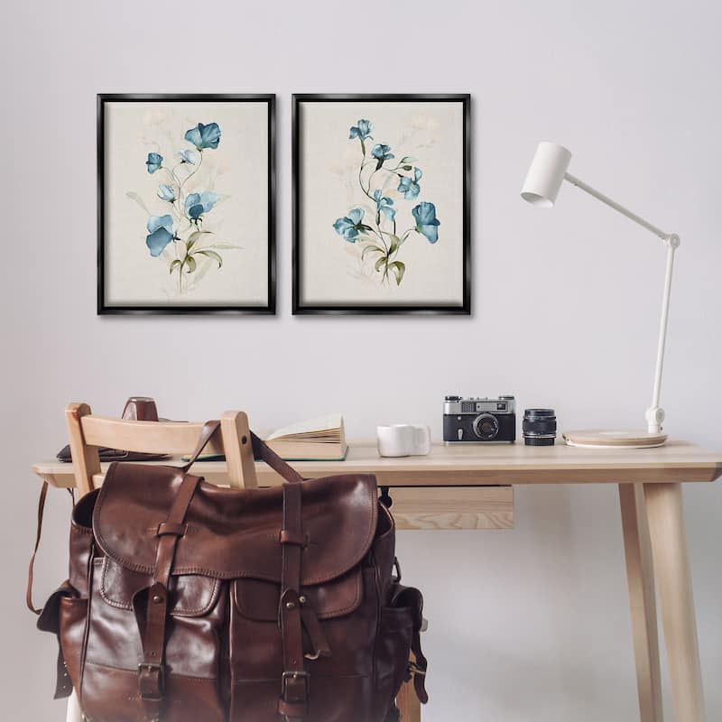 Stupell Blue Botanical Herbs Framed Floater Canvas Wall Art Design By Susan Jill (Set of 2)