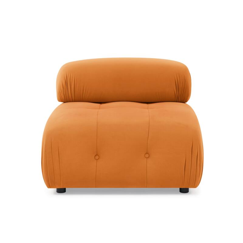 93" Velvet Modular Sectional Sofa with Button Tufted Design, Reversible Ottoman and DIY Combination