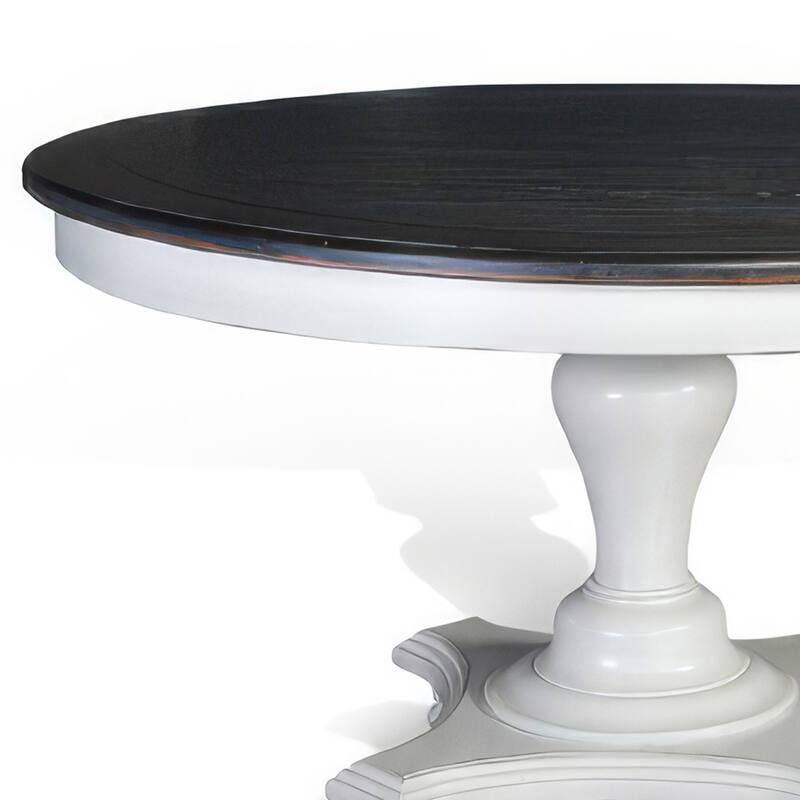 Orso Dining Table, Pedestal Base, 54 Inch Round Top, White, Dark Brown