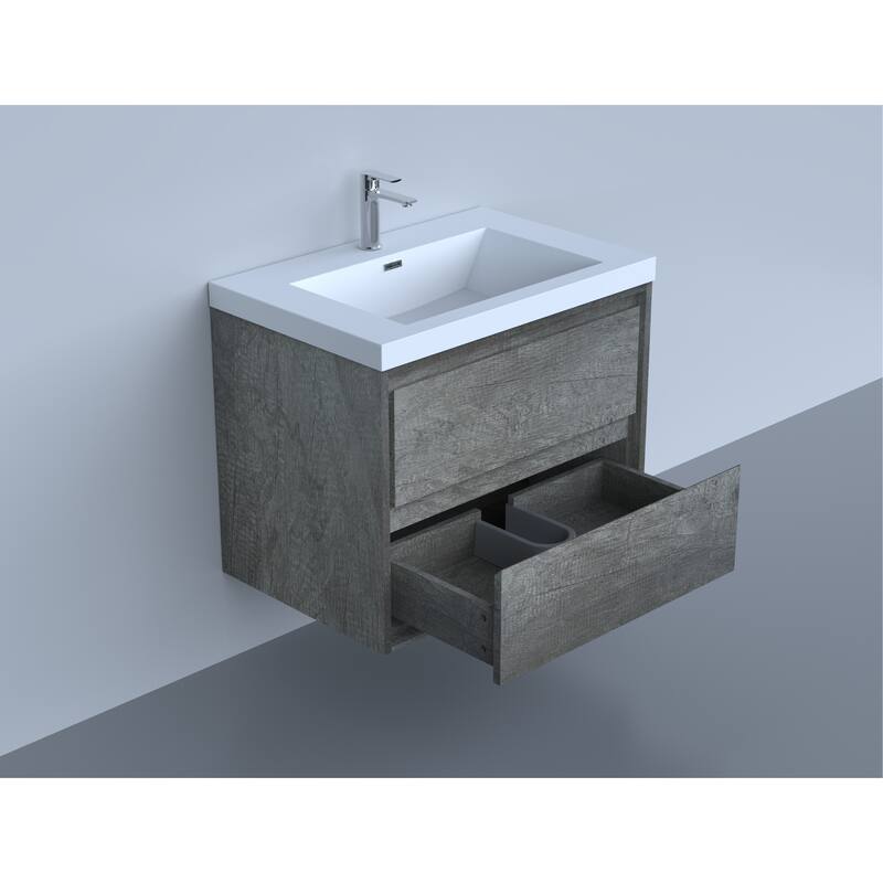 Sage 24" wall mounted bathroom vanity with single basin acrylic top