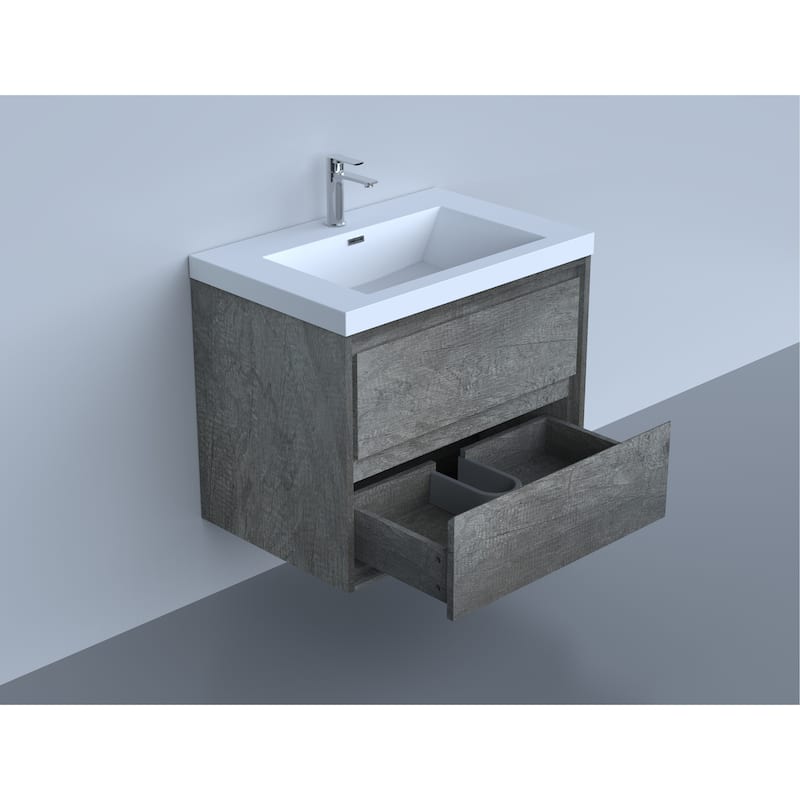 Sage 30“ wall mounted bathroom vanity with single basin acrylic top