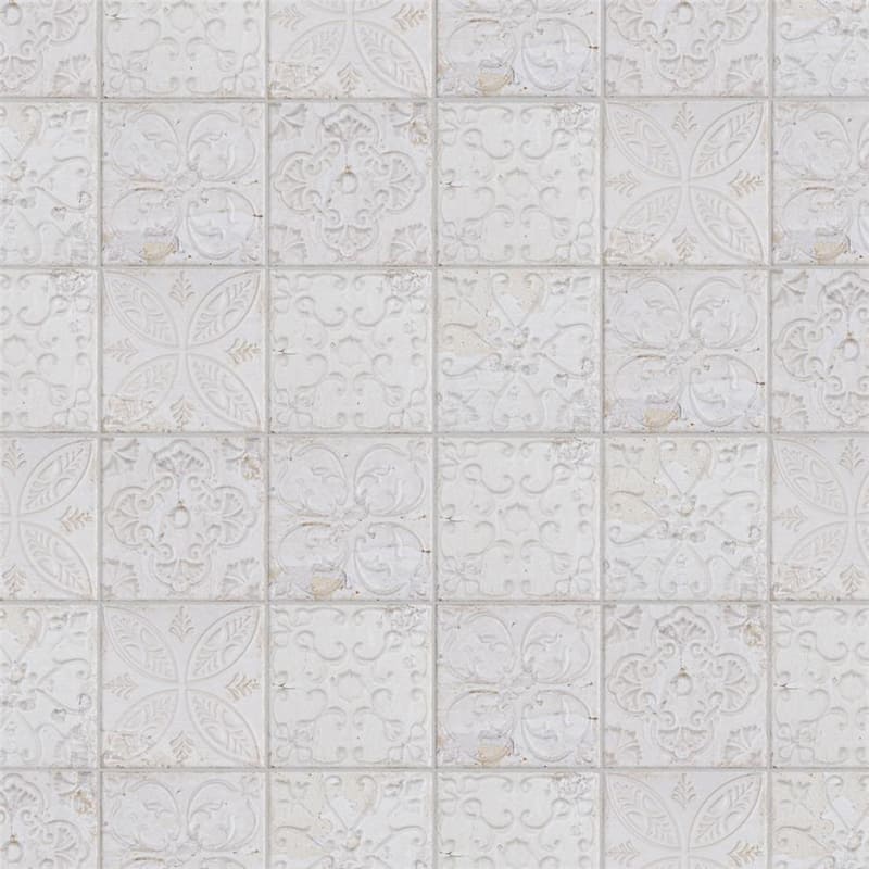 Merola Tile Aevum Ornato White 7-7/8" x 7-7/8" Ceramic Wall Tile