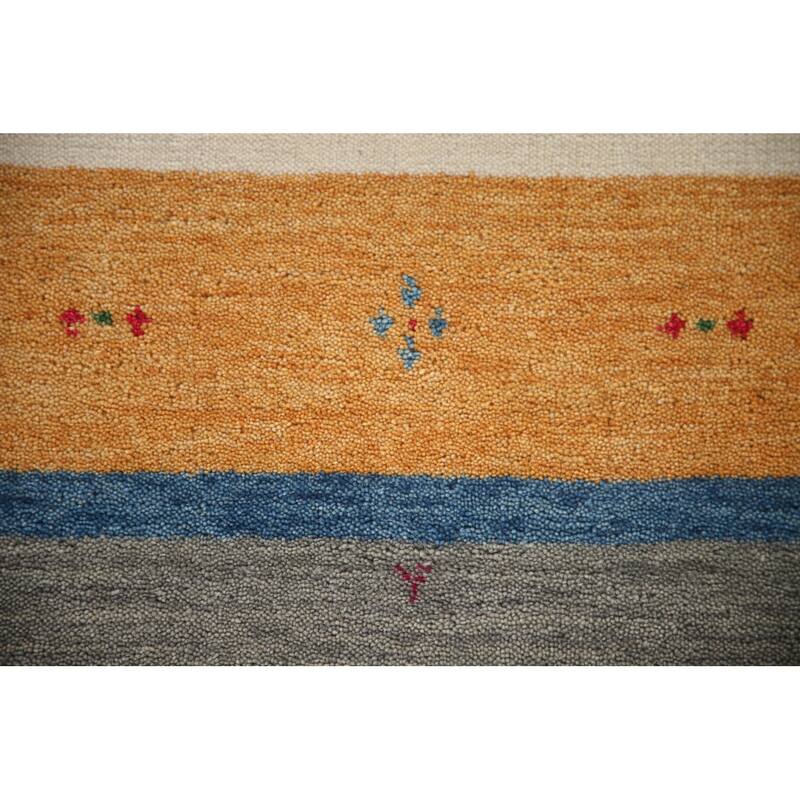 Striped Gabbeh Oriental Area Rug Handmade Wool Carpet - 2'6"x 4'11"
