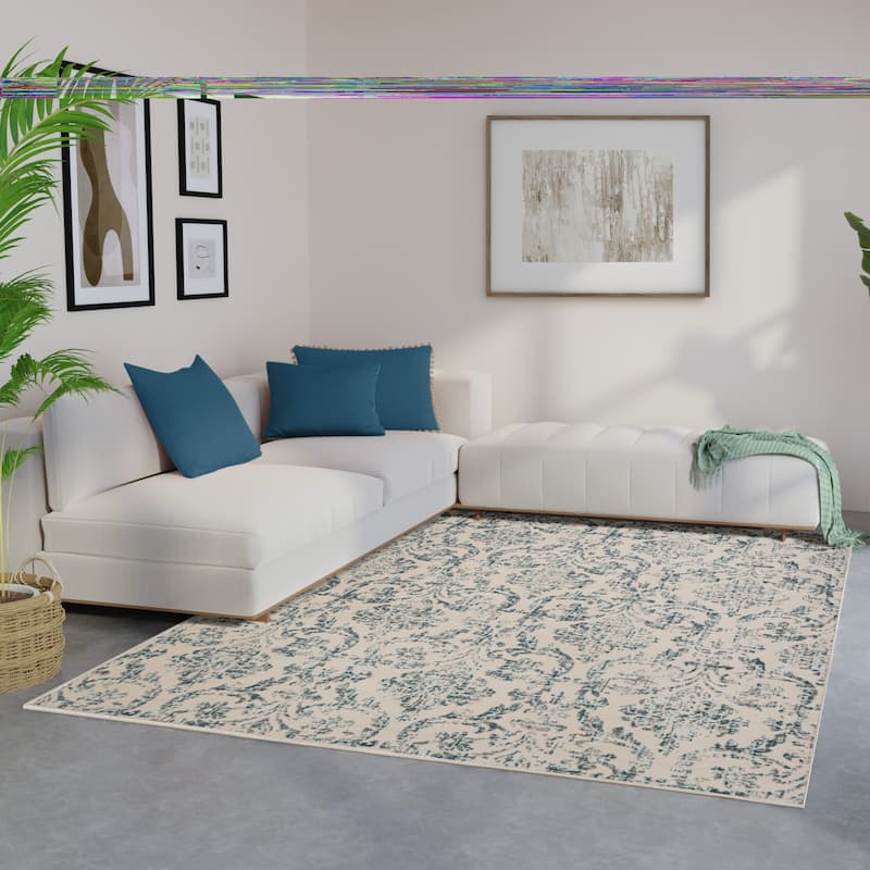 Nourison Jane Farmhouse Vintage Indoor only Damask Area Rug