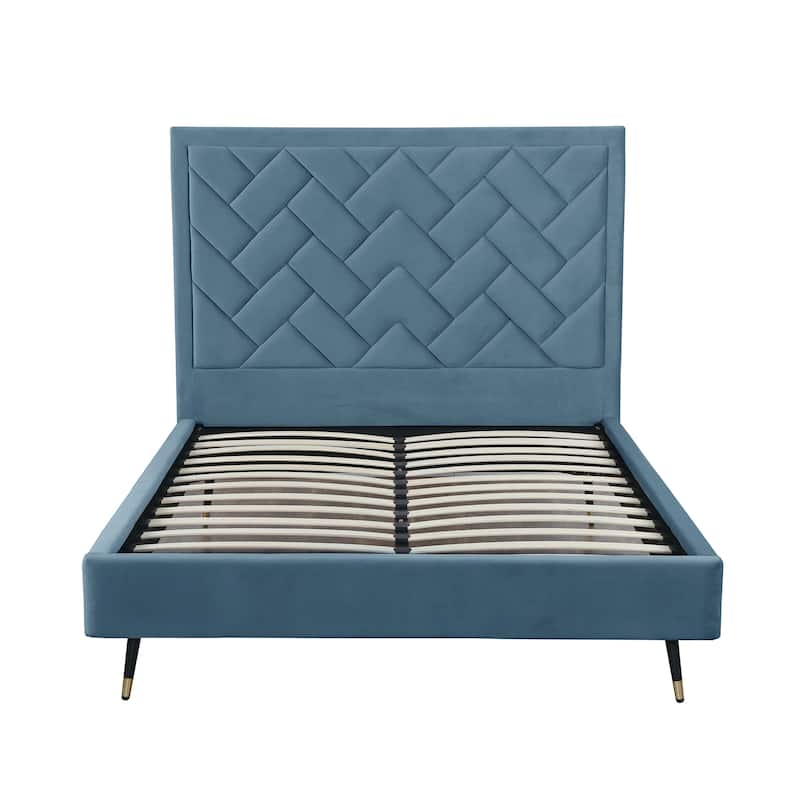 Manhattan Comfort Crosby Velvet Upholstered Bed