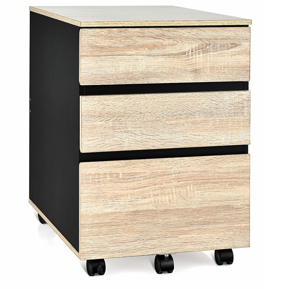 Costway 3-Drawer Mobile File Cabinet Vertical Filling Cabinet for Home