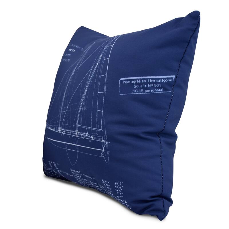 16 x 16 Inch Sail Plan Geometric Print Outdoor Pillow