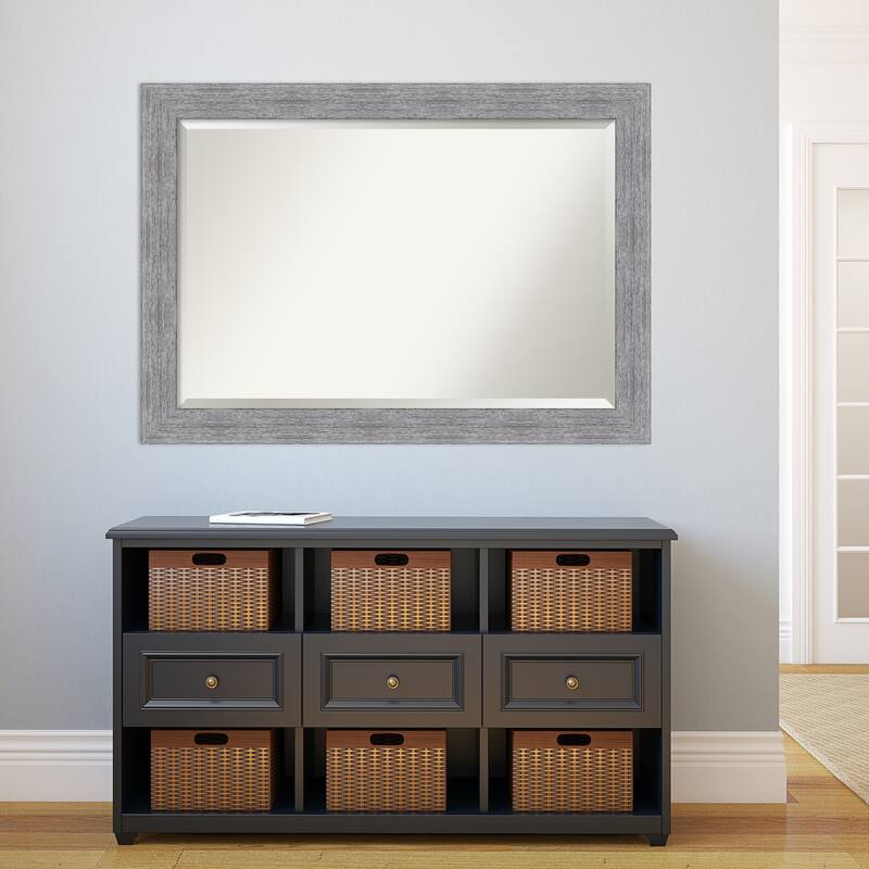 Beveled Bathroom Wall Mirror - Bark Rustic Char Frame