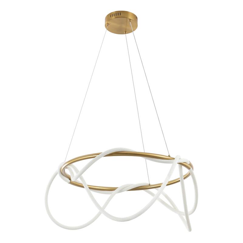 Nuvola 25" Contemporary Minimalist 360 Adjustable Silicone Neon Rope Dimmable Integrated LED Chandelier, by JONATHAN Y