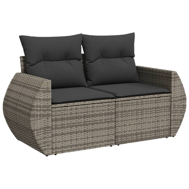 vidaXL Patio Sofa Set with Cushions Outdoor Furniture 7 Piece Poly Rattan - 21.7 x 21.7 x 14.6
