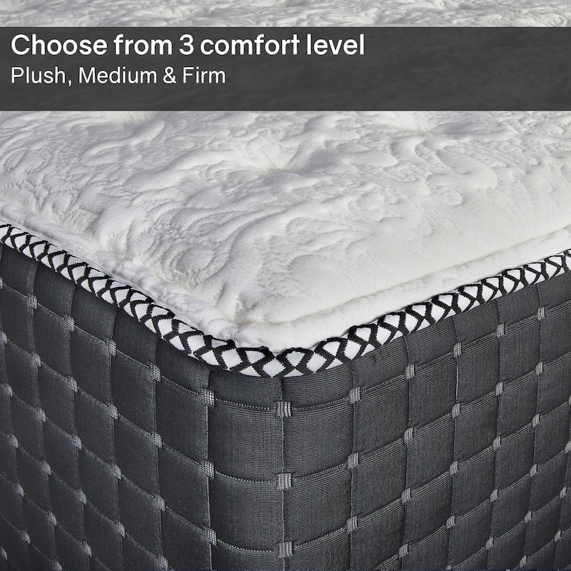 14" Luxury Foam Encased Hybrid Mattress, Strong Edge Support, High Density Foam, 2" Fluffy Quilted Top with Box Spring, Black