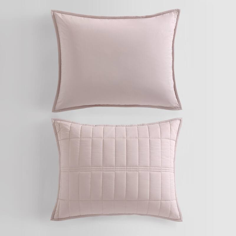 Calvin Klein Washed Percale Cotton Reversible Quilt Set