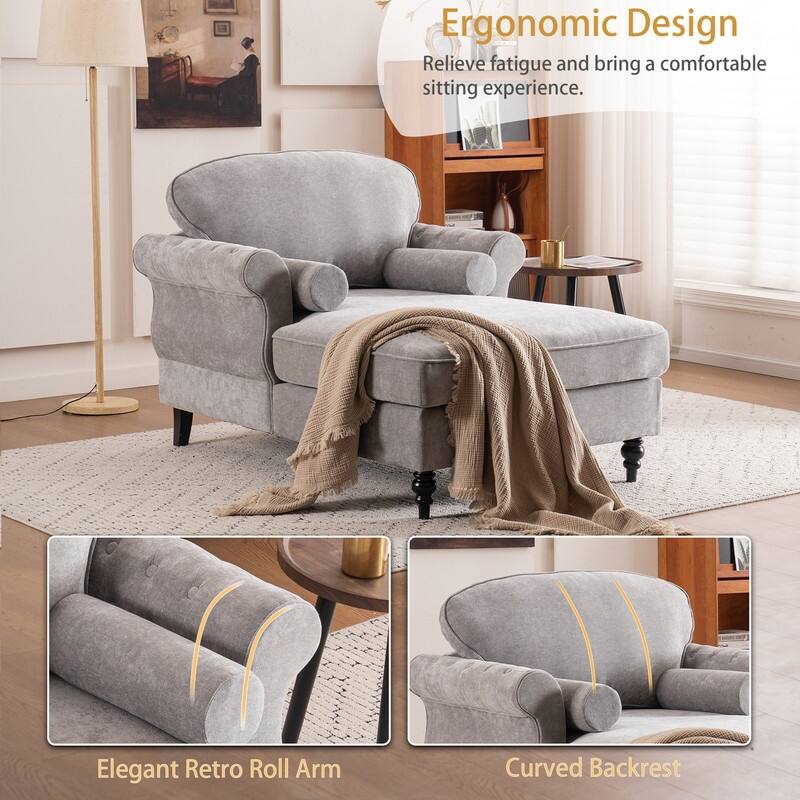 43.3" Chenille Upholstered Sofa Lounge Chair