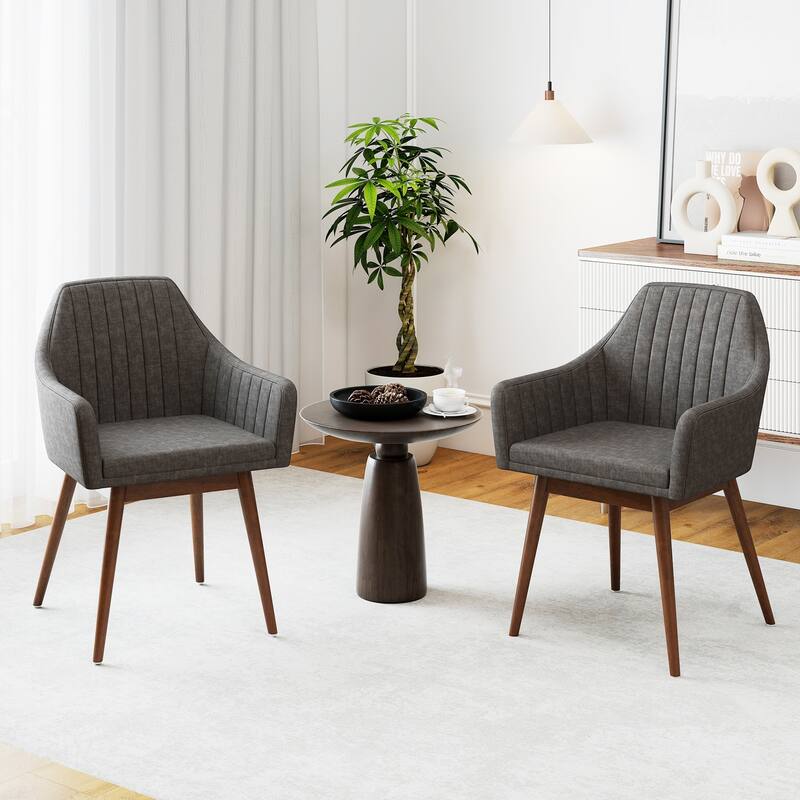 Gymax Set of 4 Dining Chairs Upholstered Kitchen Table Chairs w/ Solid
