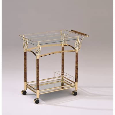 Helmut Clear Glass & Gold Plated Finish Serving cart